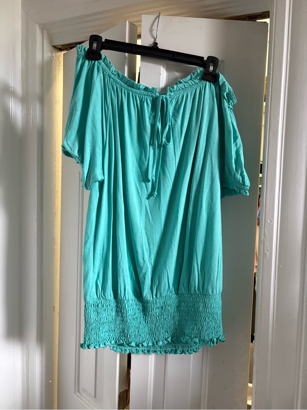 Women’s Off-Shoulder Tunic in Aqua Teal